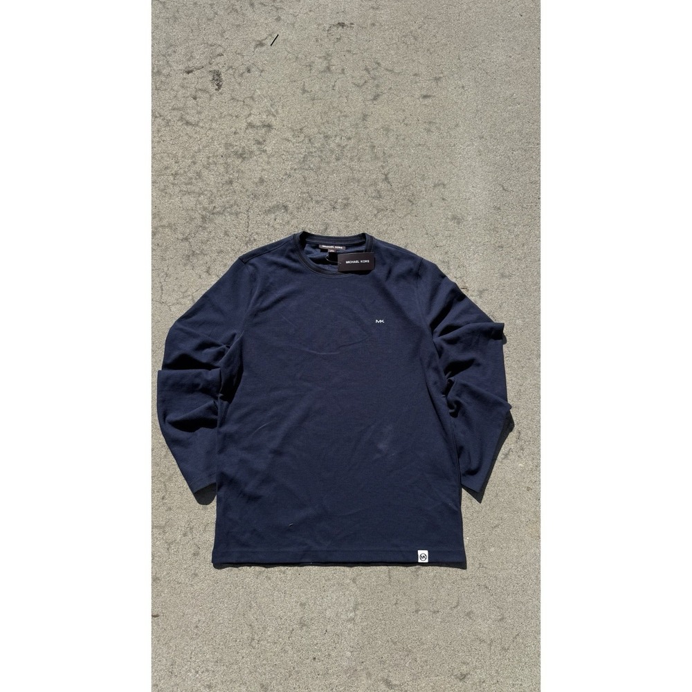 Michael Kors Men's‎ Waffle Knit Long Sleeve Shirt Size M Navy Blue NWT